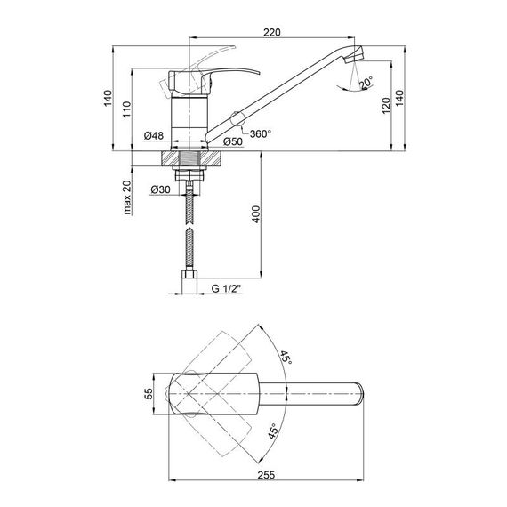 Змішувач для кухні Lidz (CRM) 41 86 003 | Зображення 1