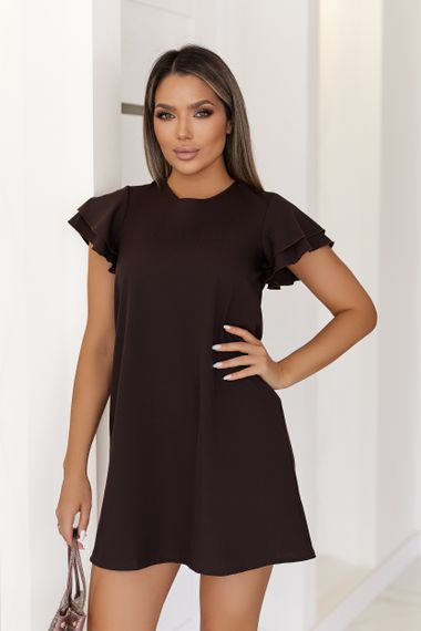 Женское короткое летнее платье софт с коротким рукавом крылышко GF7967 цвет коричневый размер 42/44