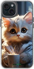 Чохол на iPhone 15 Plus Білий кіт "5646pc-3097-2448"