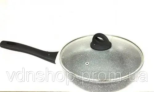 Сковорідка алюмінієва Benson BN-493 із кришкою 28см мармурове покриття | Зображення 1