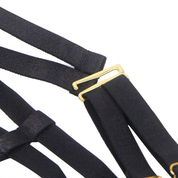 Чорний сексуальний оксамитовий комплект білизни Star Night з чокером та декоративною фурнітурою, M sexstyle | Зображення 8