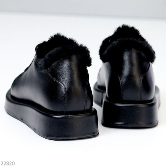 Мега стильні теплі чорні туфлі автоледі натуральна шкіра колір на вибір | Зображення 2