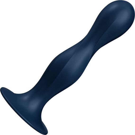 Дилдо Satisfyer Double Ball-R Dark Blue, унісекс, рухомі кульки всередині, на присосці sexstyle