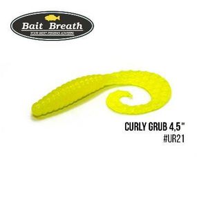 Силіконова приманка, Їстівний силікон Bait Breath Curly Grub 4,5" (8шт) (Ur21 Ｙｅｌｌｏｗ)