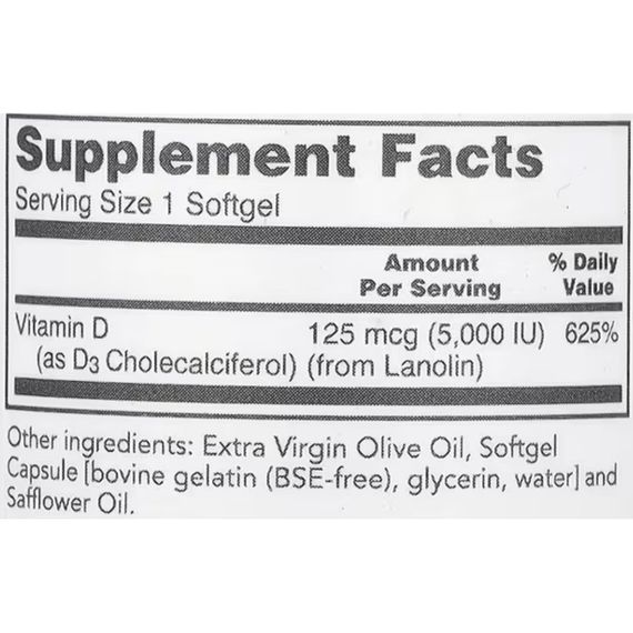 Вітамін D Protocol for Life Balance Vitamin D3 High Potency 5000 IU 120 Softgels | Зображення 1