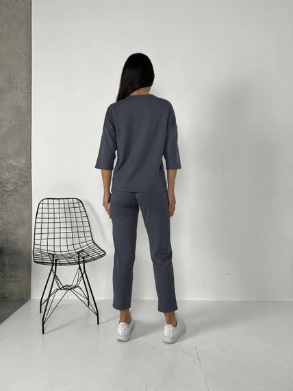 Женский спортивный прогулочный костюм с укороченными штанами NB24003 серый, размер 42/44 | Зображення 2