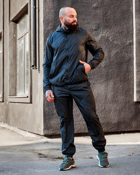 Мужской спортивный костюм из плащевки штаны и ветровка, BD0030 цвет черный, размер S | Зображення 4