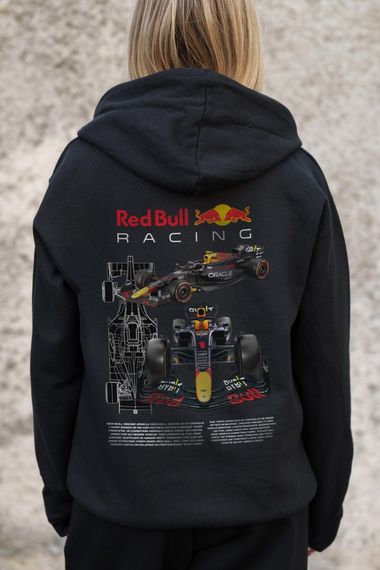 Утеплене зіп худі на флісі зіпер з принтом Redbull Without Kane Black | Зображення 5