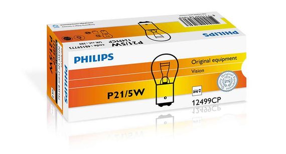 Покажнена лампа розжарювання PHILIPS 12499CP P21/5W 12 V 21/5 W BAY15d | Зображення 1