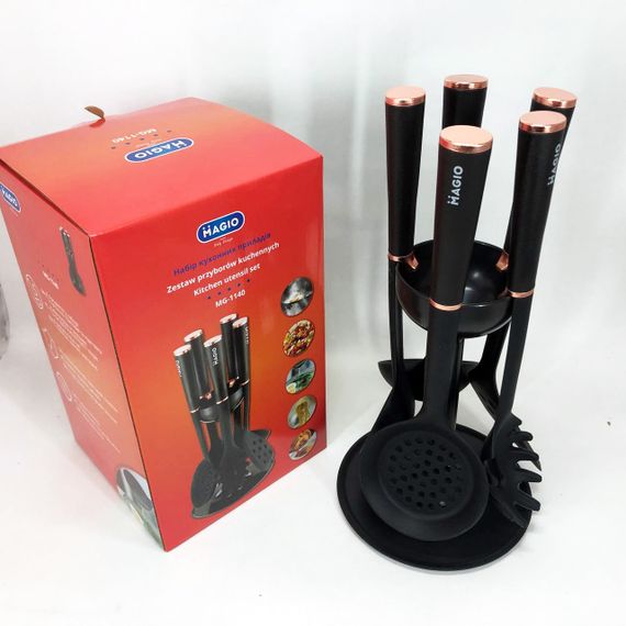 Набір кухонного приладдя MAGIO MG-1140, набір поварешок на підставці кухонний набір лопаток | Зображення 6