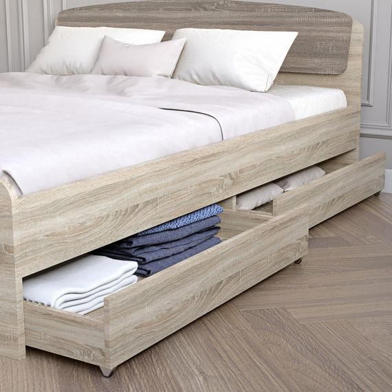 Двоспальне ліжко Еверест Асторія з двома ящиками 160х200 см сонома/трюфель (EVR-2489) | Зображення 3