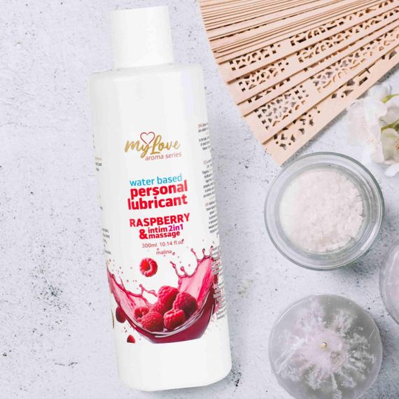 2в1 лубрикант та масажний гель - MyLove Aroma Series Intim&Massage Raspberry, 300 мл Sex Aura | Зображення 2
