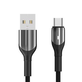 Кабель Aspor AC-08 Nylon LED USB — Micro (3A/1м) — чорний