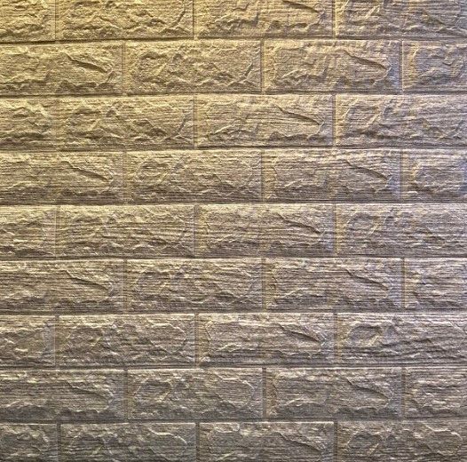 3D панель стеновая самоклеящая 700*770*7мм Обои под кирпич светло-серая полоска Самоклейка 3Д | Зображення 3