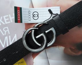 Женский ремень Gucci пряжка хром черный