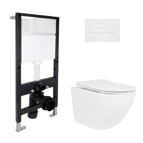 Готовое решение Qtap для ванной комнаты: подвесной унитаз Jay Ultra Quiet 520x360x320 + комплект инсталляции Standard (линейная