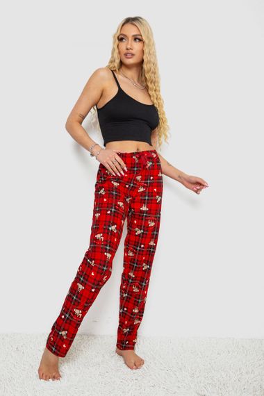 Штани жіночі домашні, колір червоний, 238R1101-2 | Зображення 1