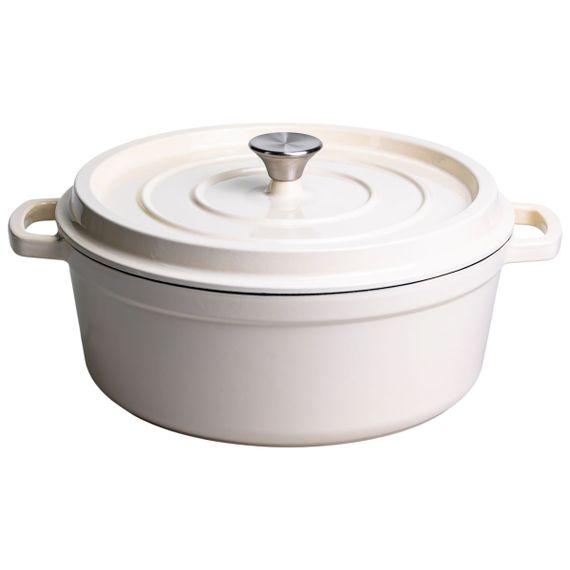 Кокотниця чавунна емальована 7,5 л, бежевий Yiwu HP-FLG-7 WHITE