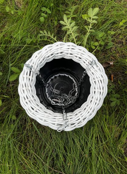 Підвісне кашпо з білого ротангу для квітів 5л кашпо з гачками для балкона саду дому | Зображення 2