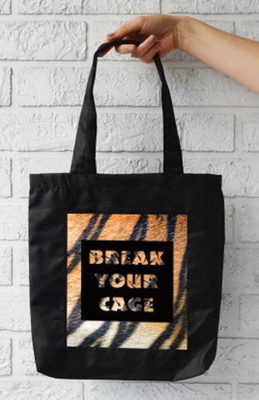 Сумка шопер  з кишенею 4Profi "Break your cage" оксфорд  чорна