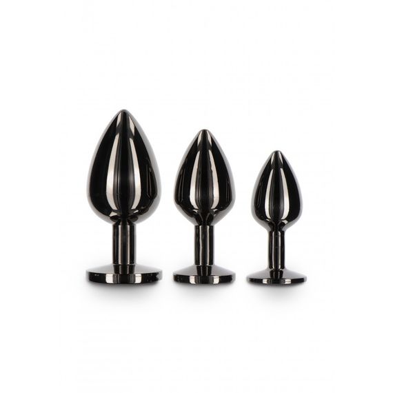 Анальна металева пробка M із чорним каменем Butt Plug With Diamond Jewel Taboom sexstyle | Зображення 9