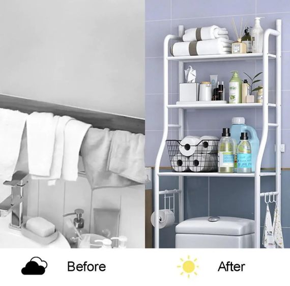 Посилена стійка над унітазом 160 см Toilet Rack офіційна, порошкове покриття, біла | Зображення 5
