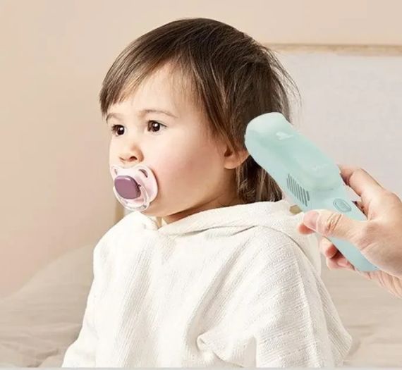 Машинка для стрижки детей бесшумная с вытяжкой VGR V-155, 4 безопасные насадки, IPX8, зеленая | Зображення 2