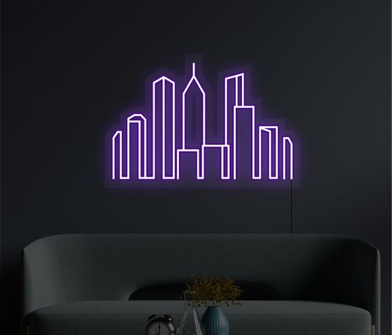 Картина з неону Місто 460х310 acr-n000037