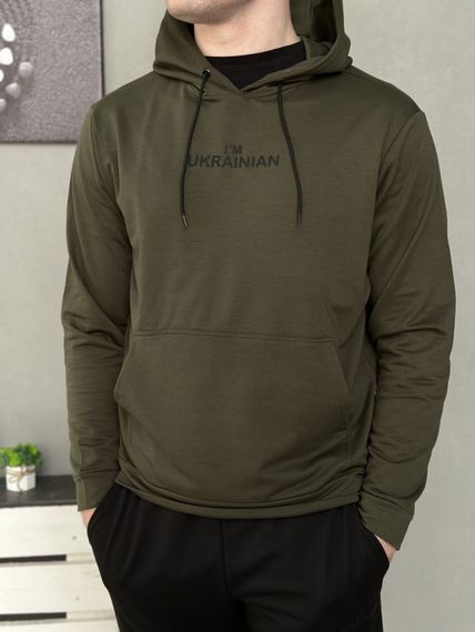 Демісезонний худі хакі I'm Ukrainian (двонитка) RD082