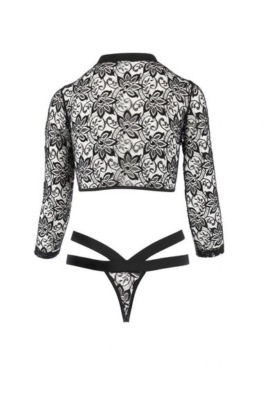 Боді з довгими рукавами та відкритими грудьми LETICIA BODY black S/M - Passion Sex Aura | Зображення 3