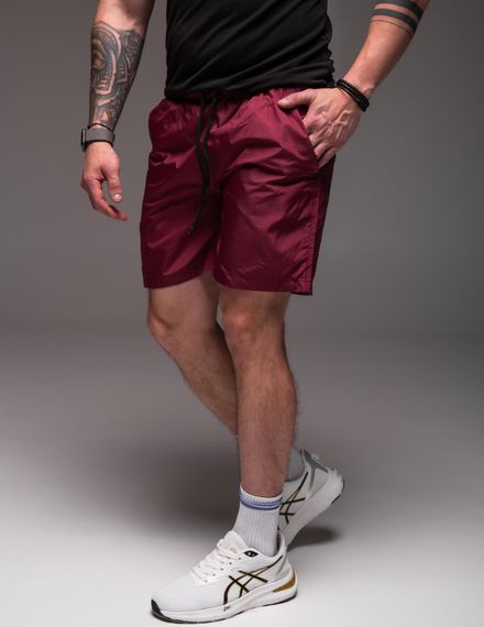 Мужские легкие шорты из плащевки внутри с сеткой RA2040, цвет бордовый, размер М | Зображення 5
