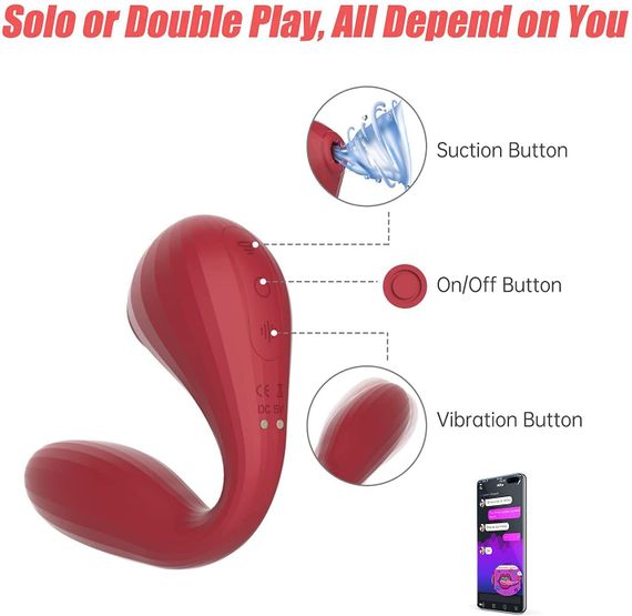 Вакуумний вагінально-кліторальний стимулятор Magic Motion Bobi Red, керування зі смартфона | Зображення 3