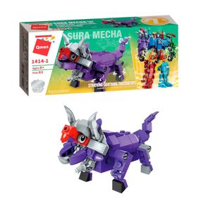 Дитячий Конструктор Qman 1414-1-6 трансформер (робот + динозавр) 93 дет  (Triceratops)