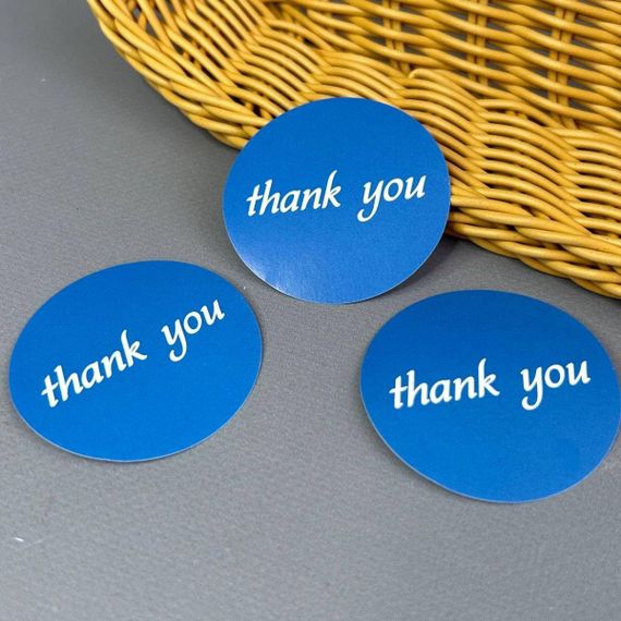 Бірка наклейка Thank you 50 мм - синя | Зображення 1