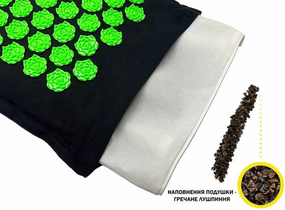 Масажний килимок EasyFit AcuRelax з голками (аплікатор Кузнєцова) чорно-зелений (EF-2710-BG) | Зображення 4