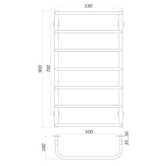 Рушникосушарка UNIO LS W 900-500-7 Драбинка Скоба (20883) | Зображення 1