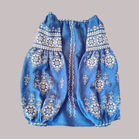 Рубашка Украинская вышиванка 20199805 цвет синий размер M/L