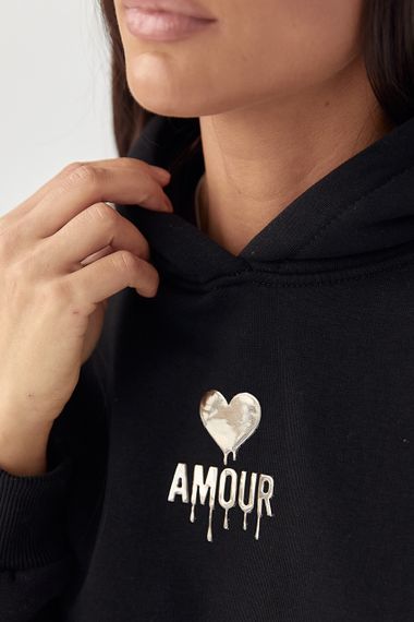 Утеплене худі з капюшоном - чорний цвет, L (є розміри) | Зображення 3