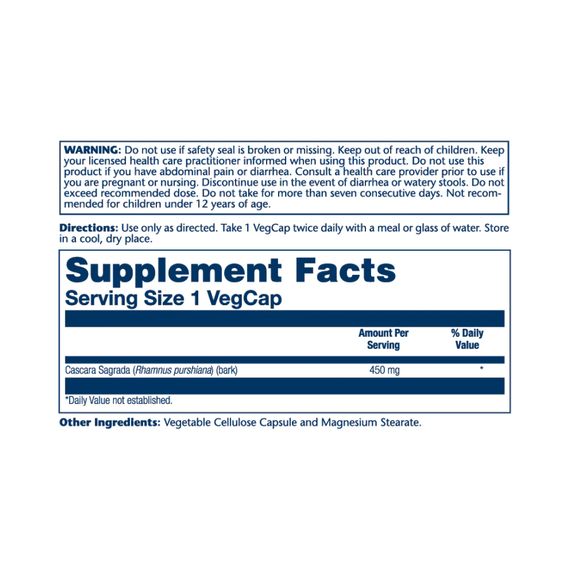 Cascara Sagrada Bark 450mg - 100 vcaps | Зображення 1