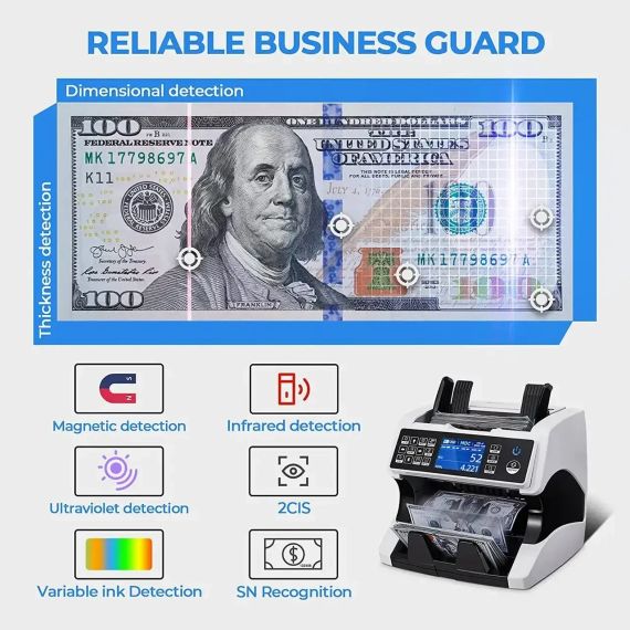 Рахункова машинка  Bill Counter AL-920 із детектором фальшивих грошей та верхнім завантаженням | Зображення 4