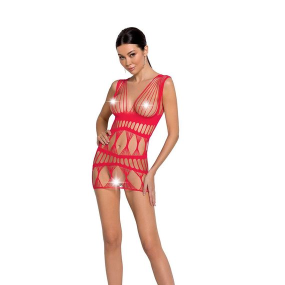 Бодістокінг-сукня Passion BS089 red, міні, плетіння у вигляді павутини, One size