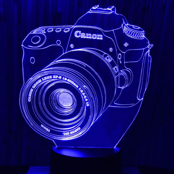 Акриловый светильник-ночник фотоаппарат синий tty-n000005