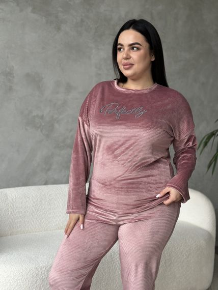 Розкішний домашній костюм піжама PLUS SIZE з велюру | Зображення 2