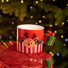 Чашка фарфоровая новогодняя Merry Christmas 400 (мл) Красная Yiwu FM-CS-49R