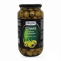 Вкусные оливки зеленые без косточек Helcom, 900 г,  в стеклянной банке