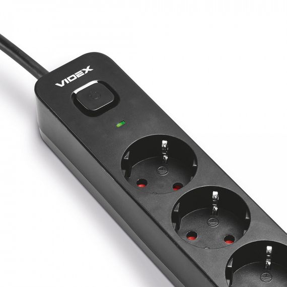 Мережевий подовжувач 3 м 4 гнізда з USB (QC3.0) і USB-C (PD18W) заземленням і кнопкою VIDEX VF-PD43G1QC1PD-B | Зображення 2
