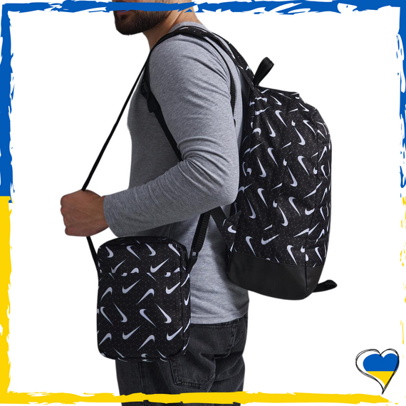 Комплект Nike Рюкзак Матрац + барсетка, чорний, білі лого