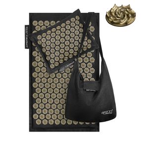 Килимок акупунктурний 4FIZJO Eco Mat Аплікатор Кузнєцова з подушкою 68 x 42 см Black/Gold 4FJ0179 (P-5907739311566)