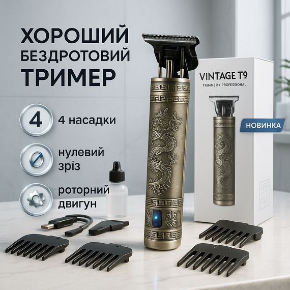 Електронна машинка для стрижки, Машинка для стрижки акумуляторна з насадками Тример скронь WU-78