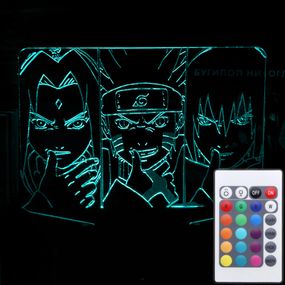 Акриловый светильник-ночник с пультом 16 цветов Наруто Команда 7 tty-n000469